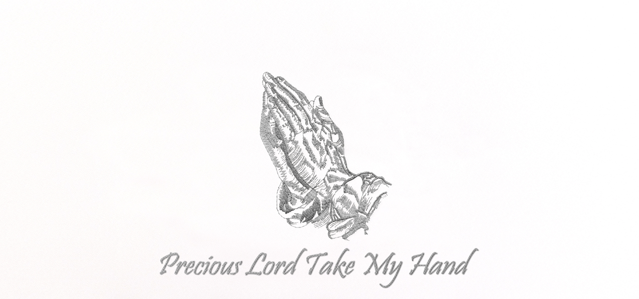 Precious Lord Take My Hand White Silver Faux